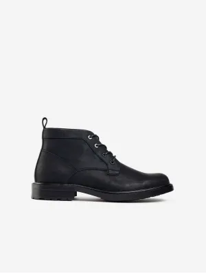 Aspar Herren-Vegane-Leder-Chukka-Stiefel | Schwarz