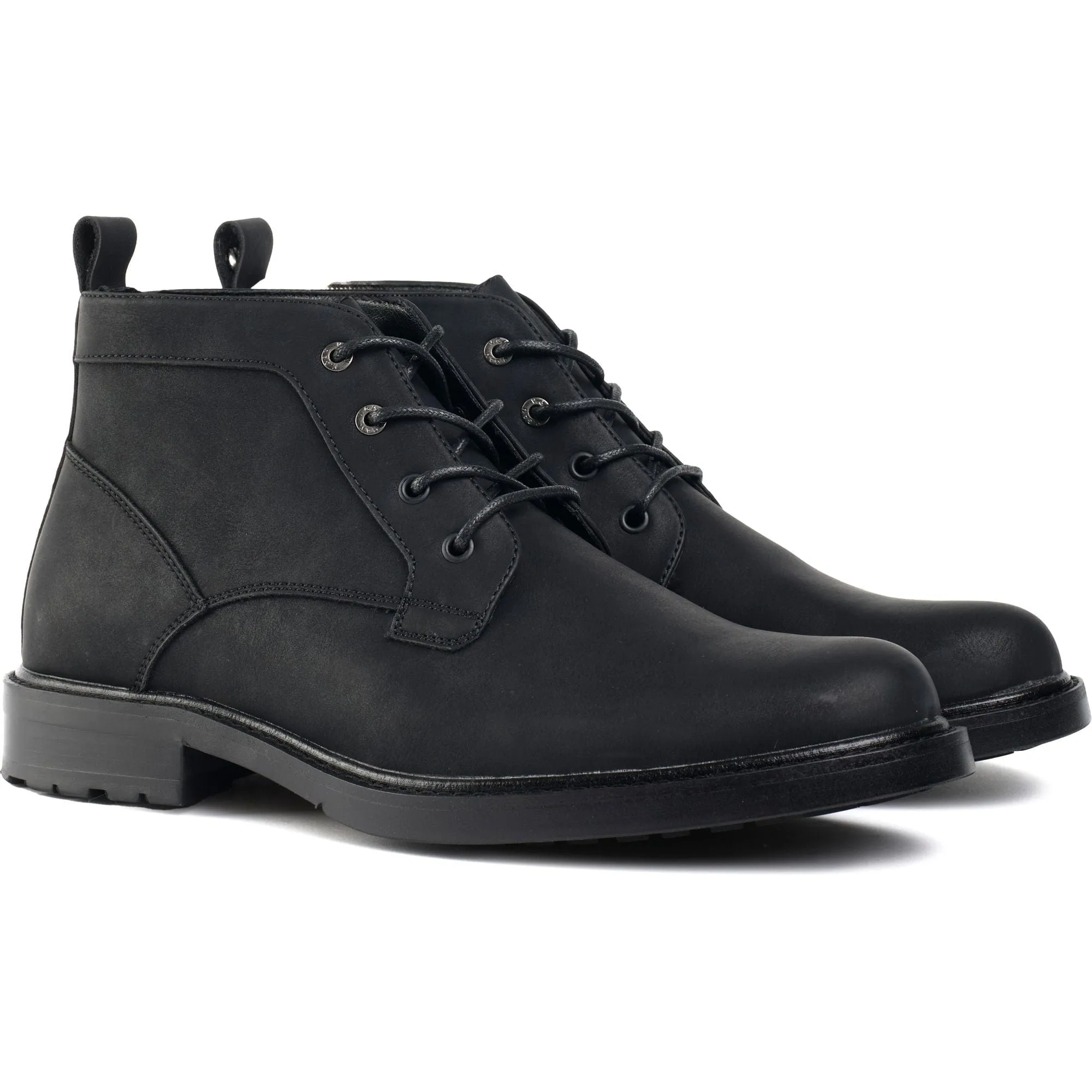 Aspar Herren-Vegane-Leder-Chukka-Stiefel | Schwarz