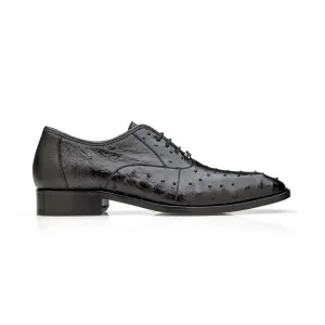 Belvedere Exotische Leder Schuhe Belvedere Orlando in Schwarz Echte Straußenfeder Oxfords