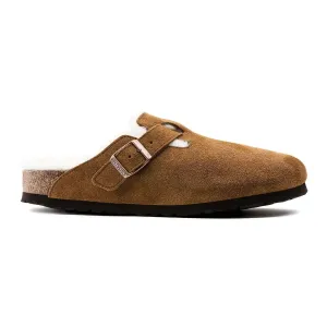 Birkenstock Damen Boston Mink Naturwildleder mit Schaffell