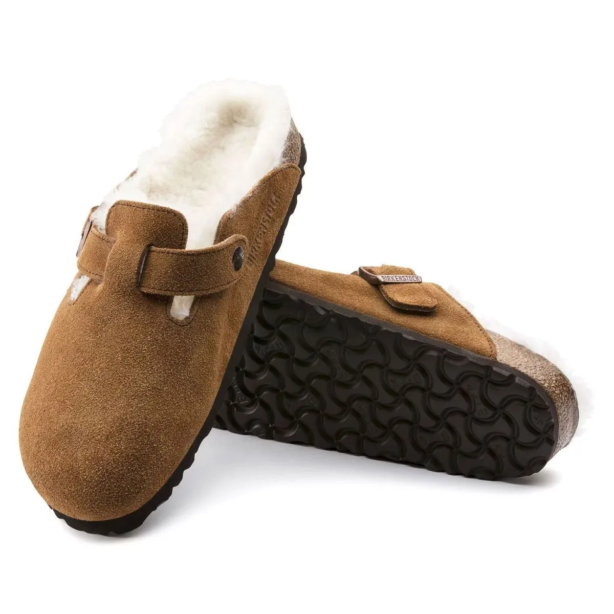 Birkenstock Damen Boston Mink Naturwildleder mit Schaffell