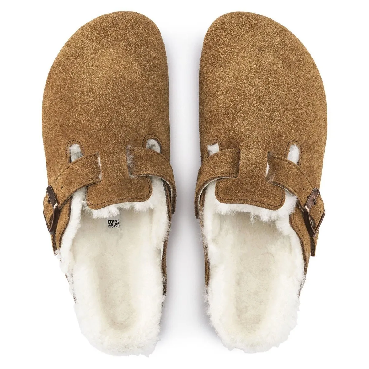 Birkenstock Damen Boston Mink Naturwildleder mit Schaffell