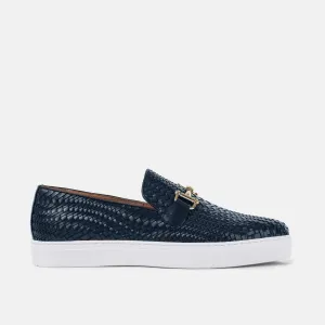 Boardwalk Navy Gewebte Leder Pferdebit-Sneaker