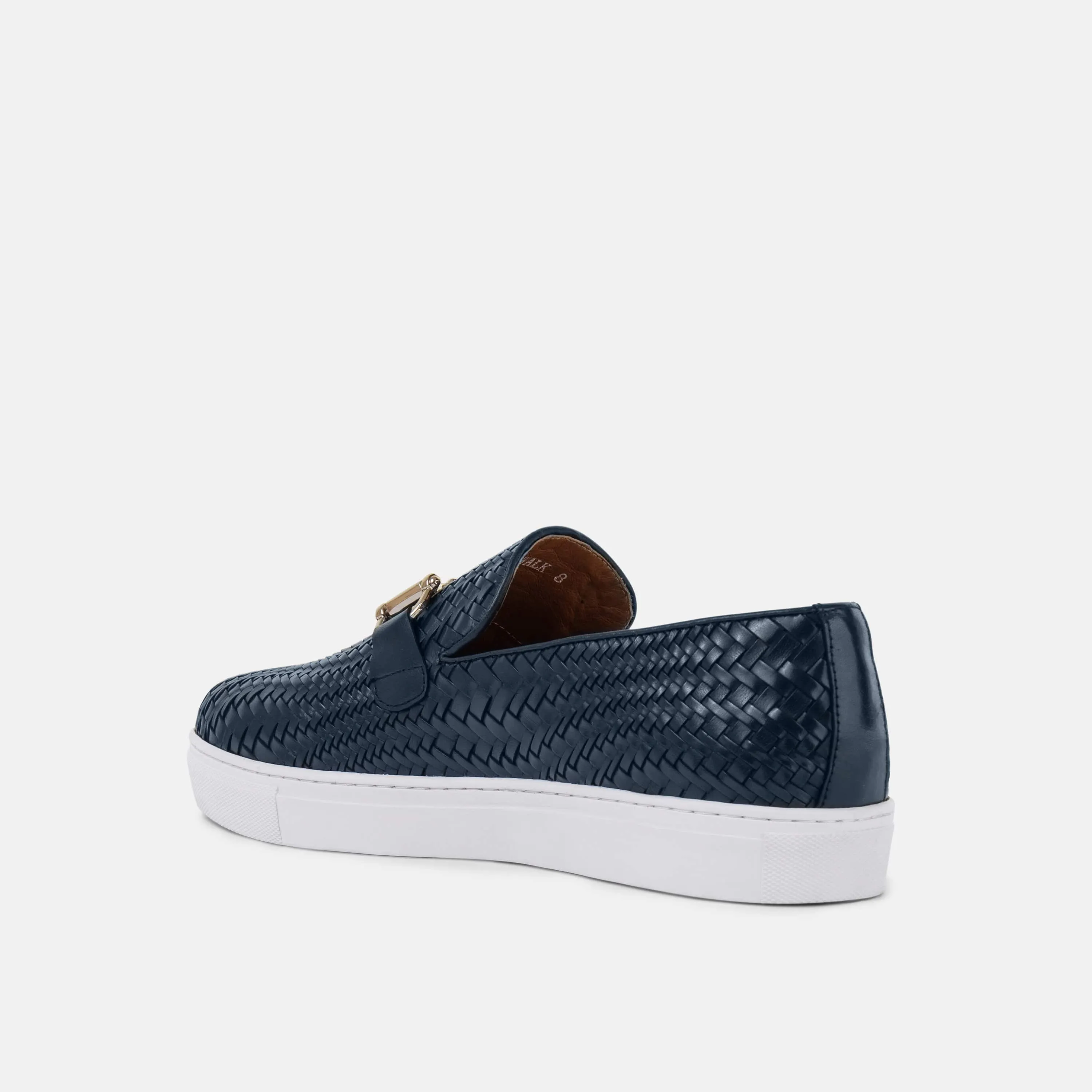 Boardwalk Navy Gewebte Leder Pferdebit-Sneaker