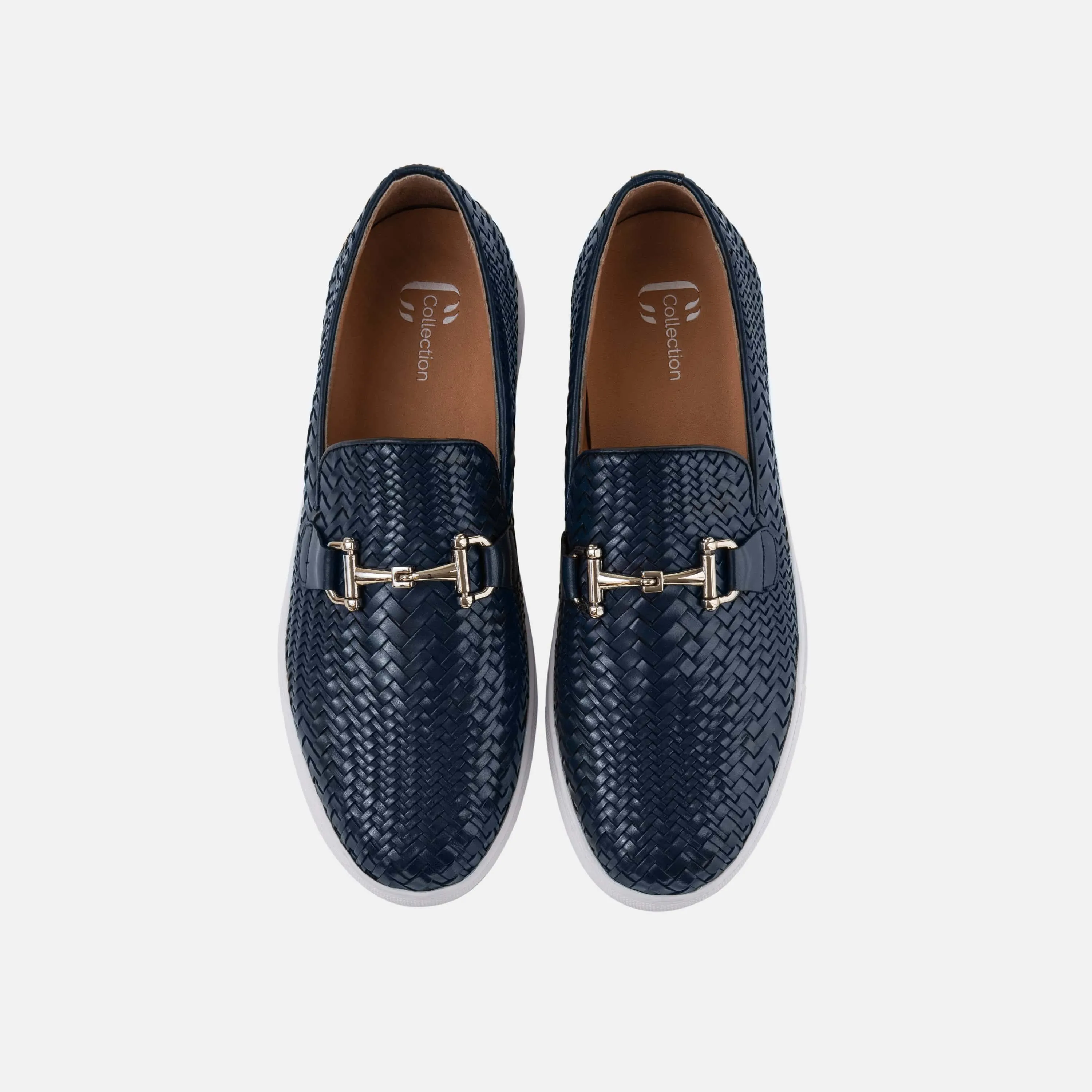 Boardwalk Navy Gewebte Leder Pferdebit-Sneaker