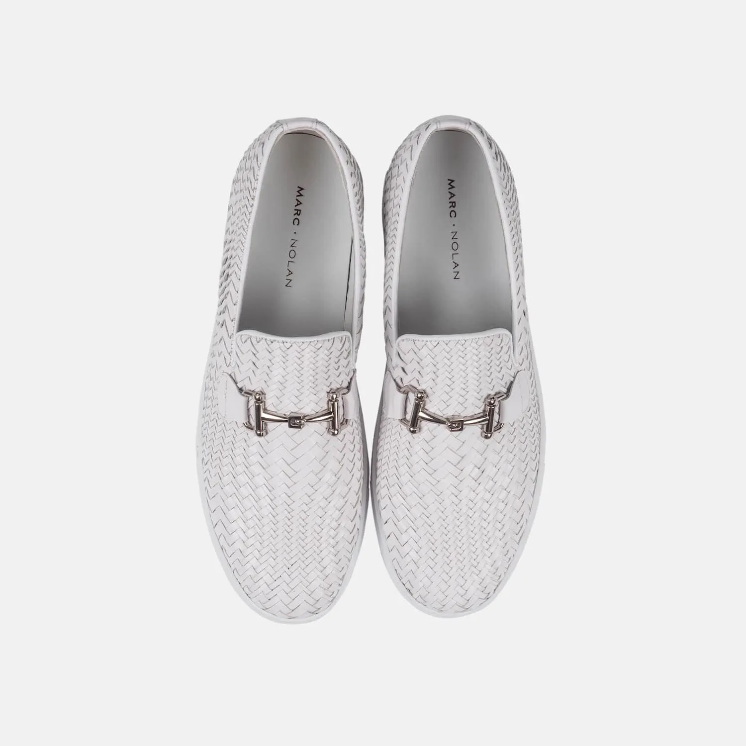 Boardwalk Weiße Geflochtene Leder Pferdebit-Sneaker
