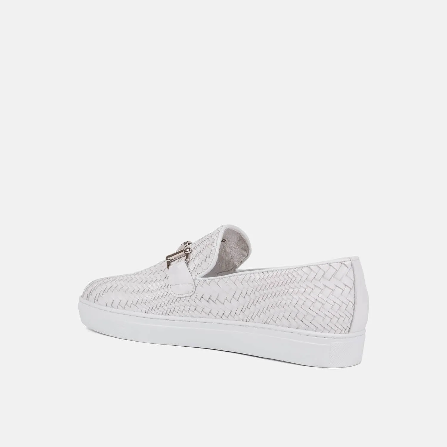 Boardwalk Weiße Geflochtene Leder Pferdebit-Sneaker
