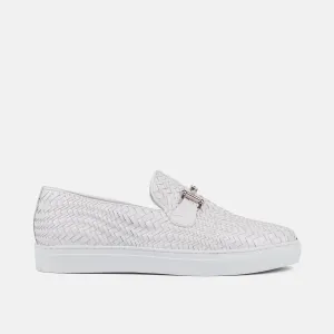 Boardwalk Weiße Geflochtene Leder Pferdebit-Sneaker