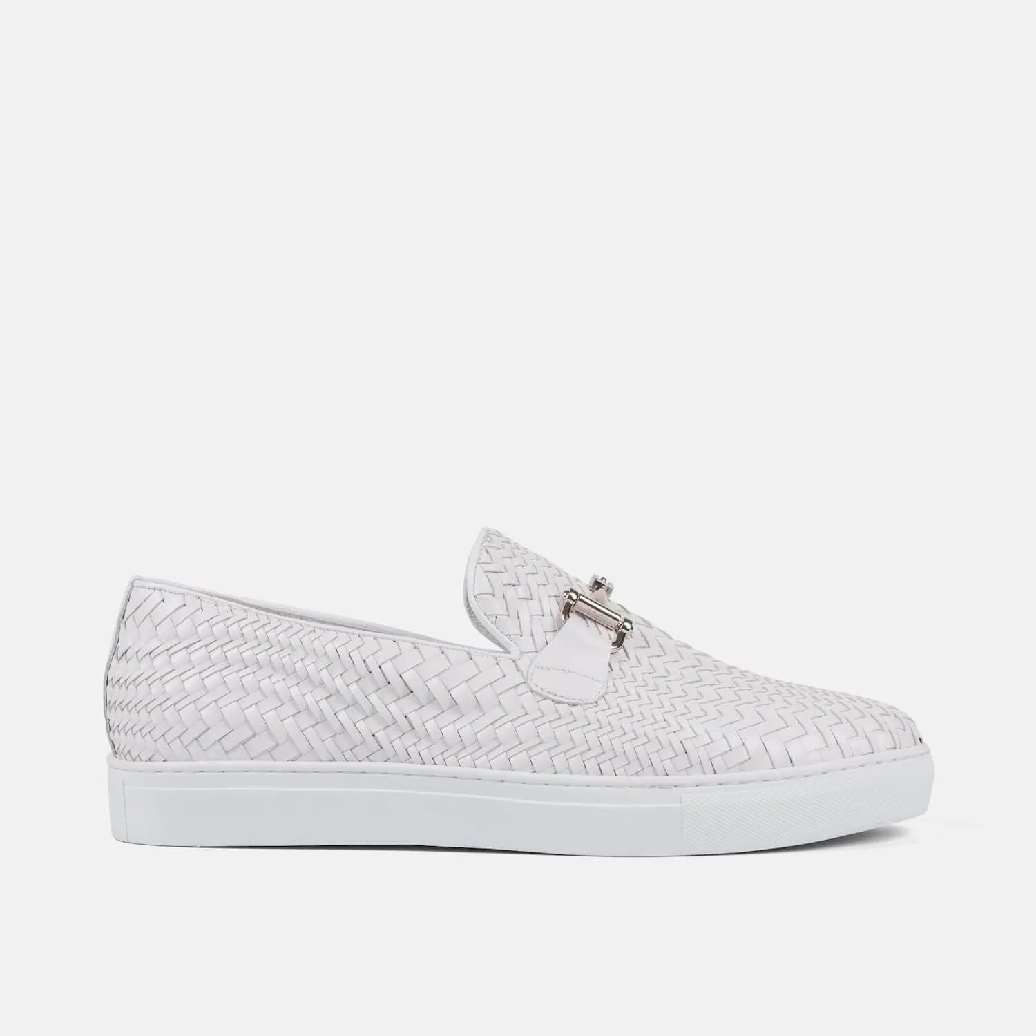 Boardwalk Weiße Geflochtene Leder Pferdebit-Sneaker