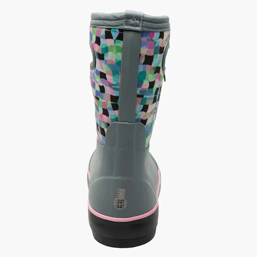 Bogs Schuhe Classic II Karo Geo Nebelgrau (Größe 8c-5J)