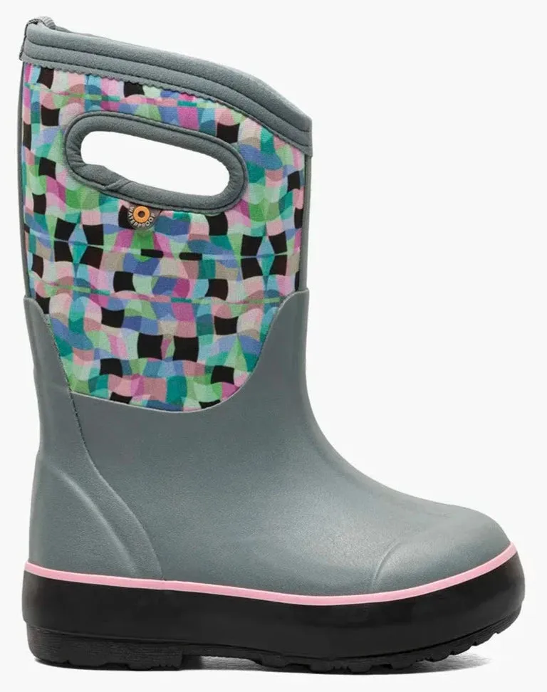 Bogs Schuhe Classic II Karo Geo Nebelgrau (Größe 8c-5J)