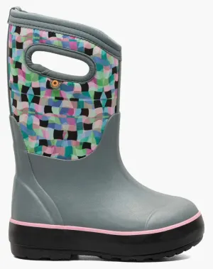 Bogs Schuhe Classic II Karo Geo Nebelgrau (Größe 8c-5J)