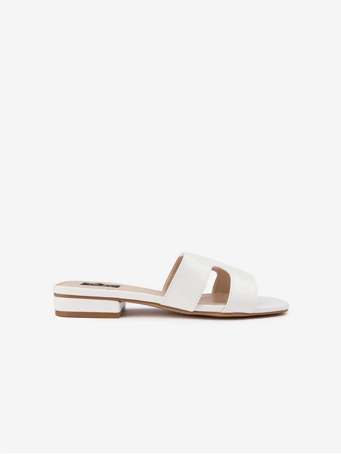 Bok Damen Vegan Leder Klassische Slider Sandalen | Weiß