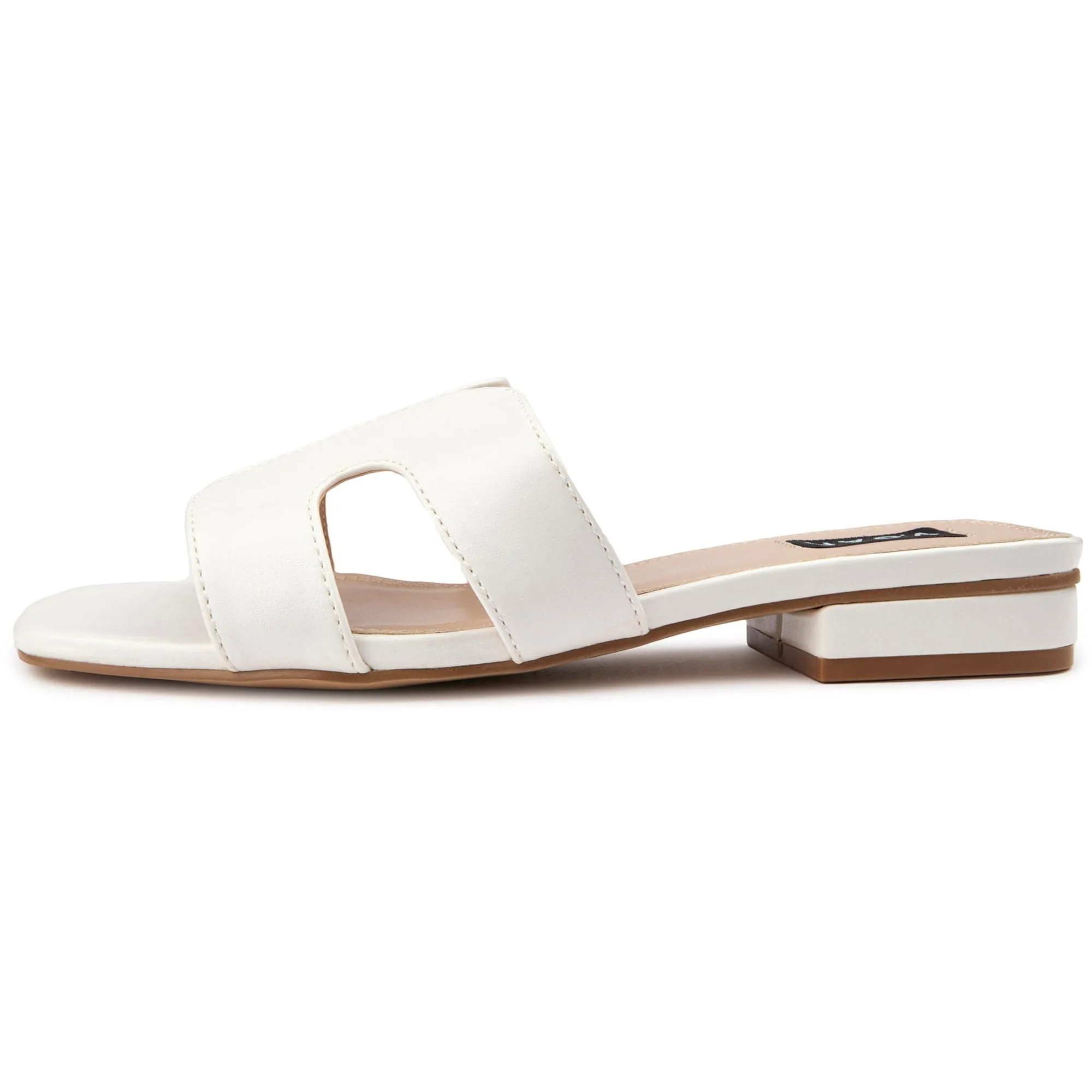 Bok Damen Vegan Leder Klassische Slider Sandalen | Weiß