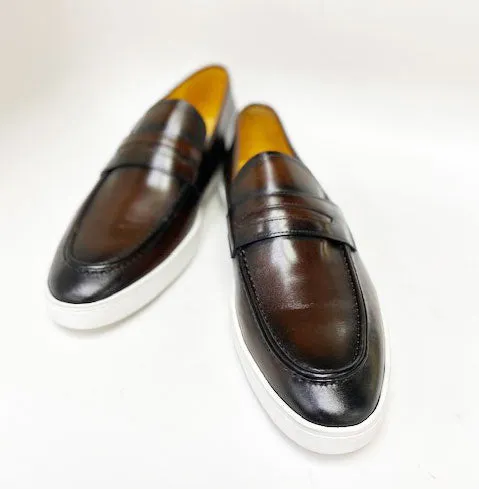 Kalbleder Schlupf-Loafer Kastanienbraun