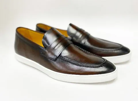 Kalbleder Schlupf-Loafer Kastanienbraun