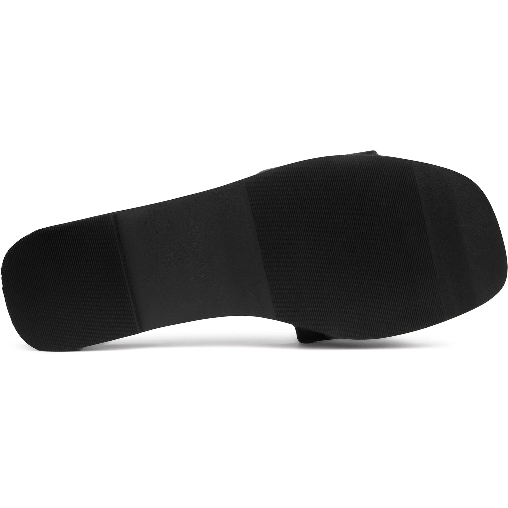 Choy Damen Vegan-Leder Logo Slider Sandalen | Schwarz