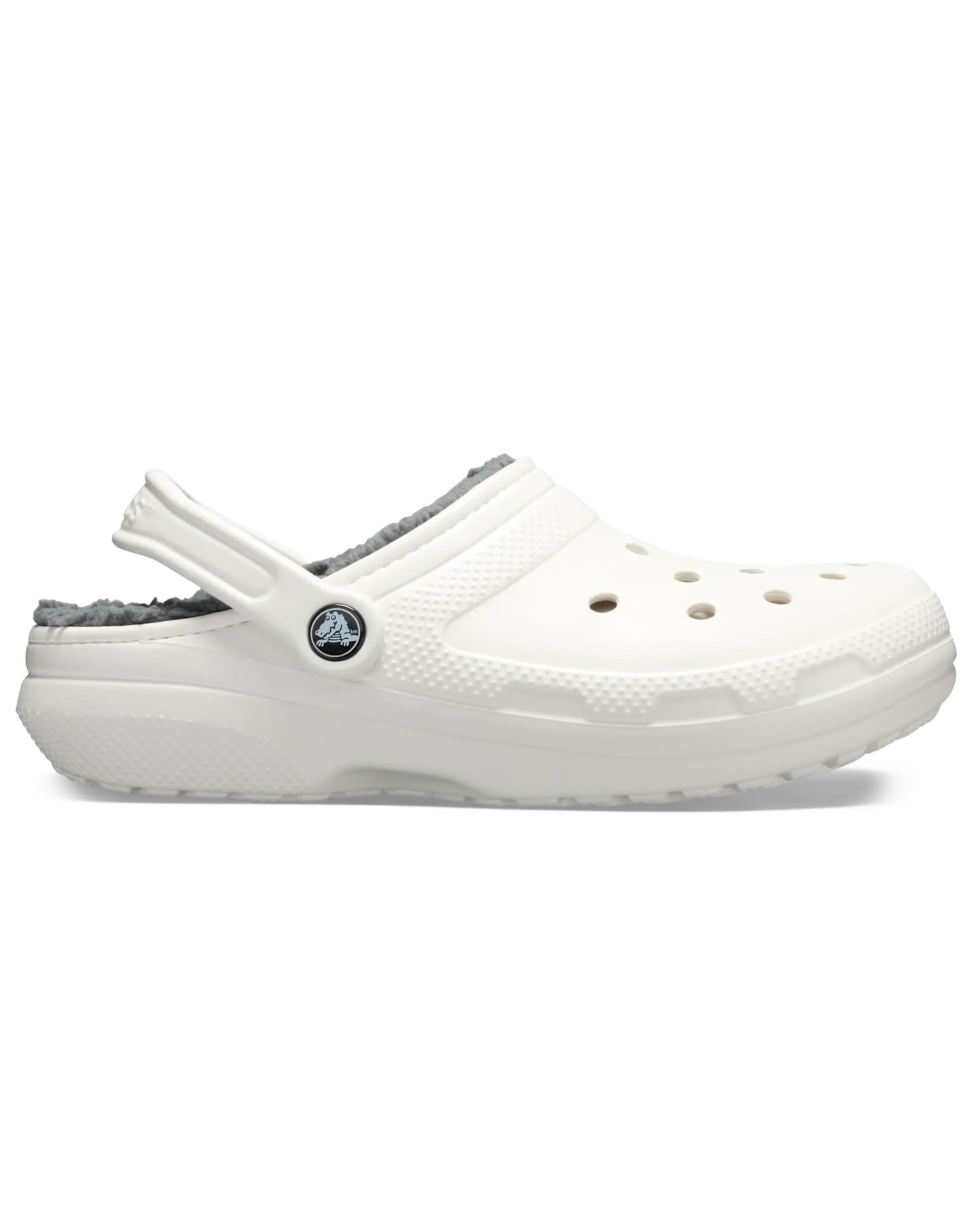 Klassische Clogs mit Futter in Weiß & Grau