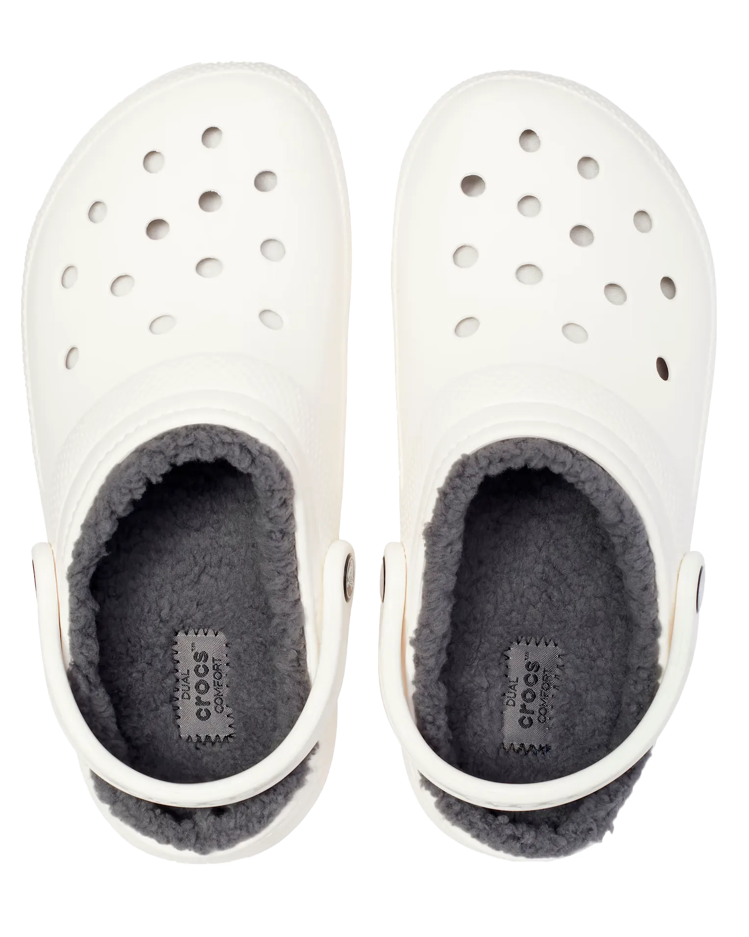 Klassische Clogs mit Futter in Weiß & Grau