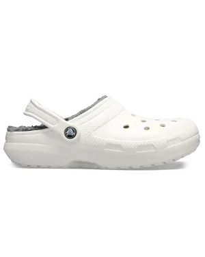 Klassische Clogs mit Futter in Weiß & Grau