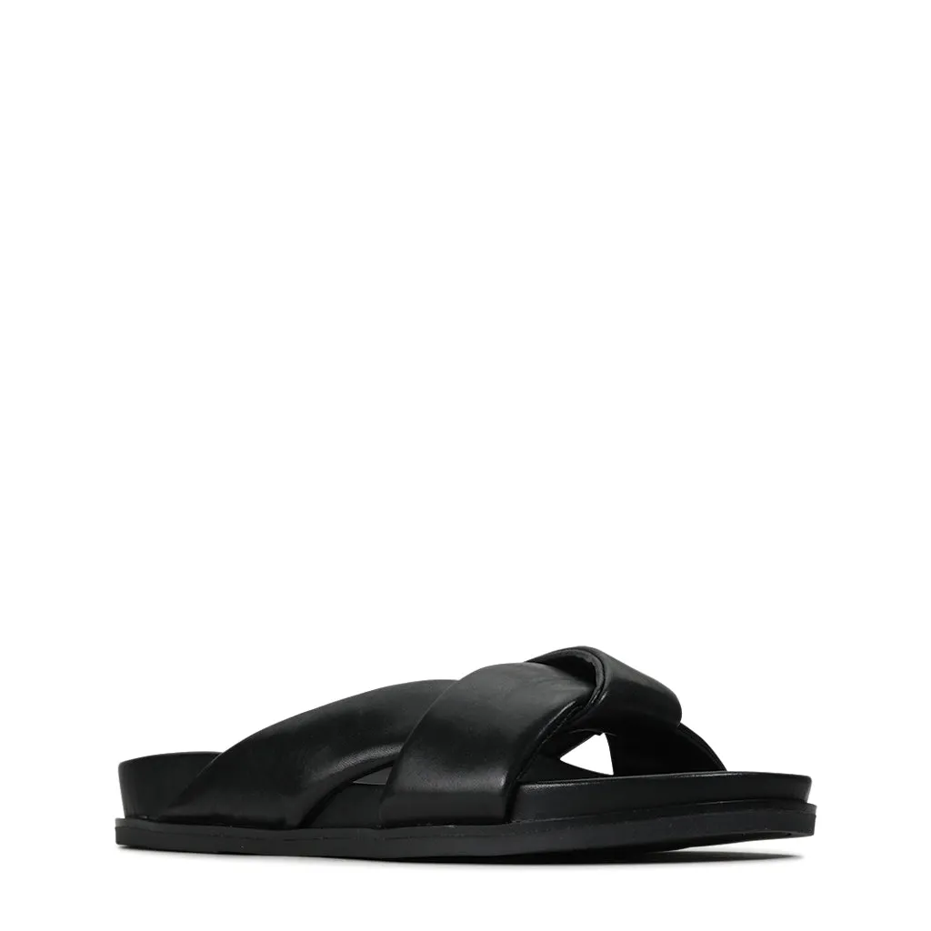 CROSS LEDER SLIDES SANDALEN