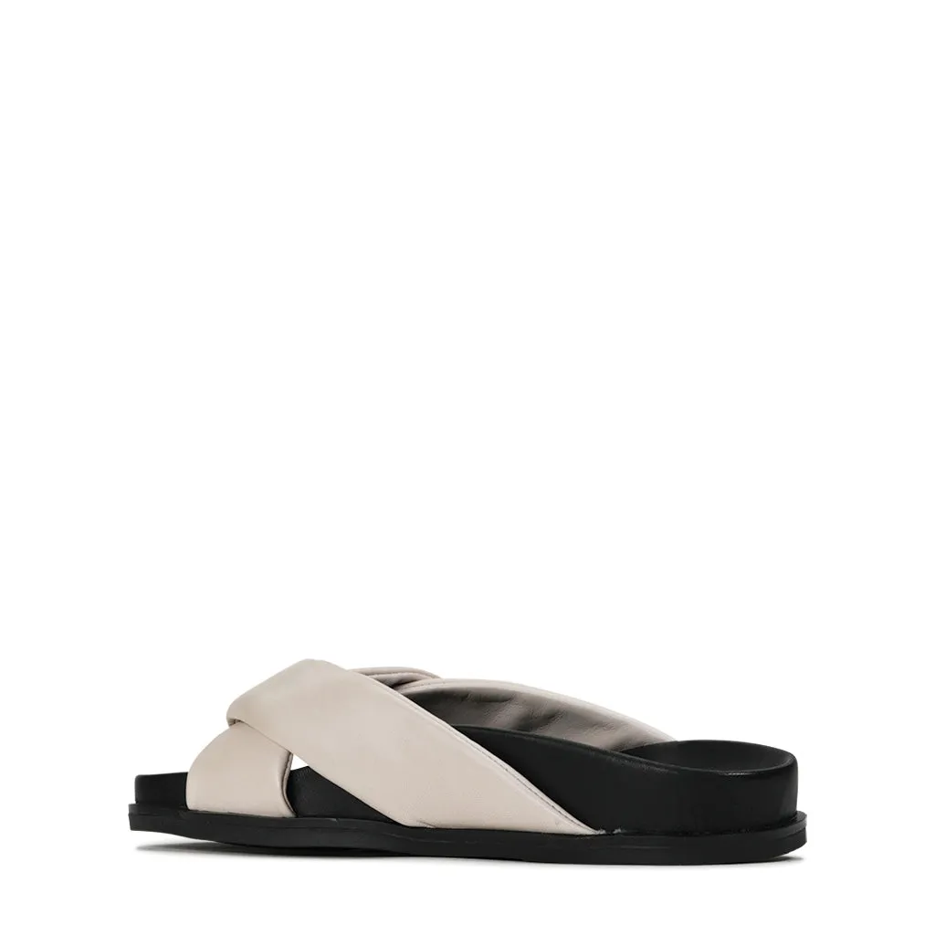 CROSS LEDER SLIDES SANDALEN