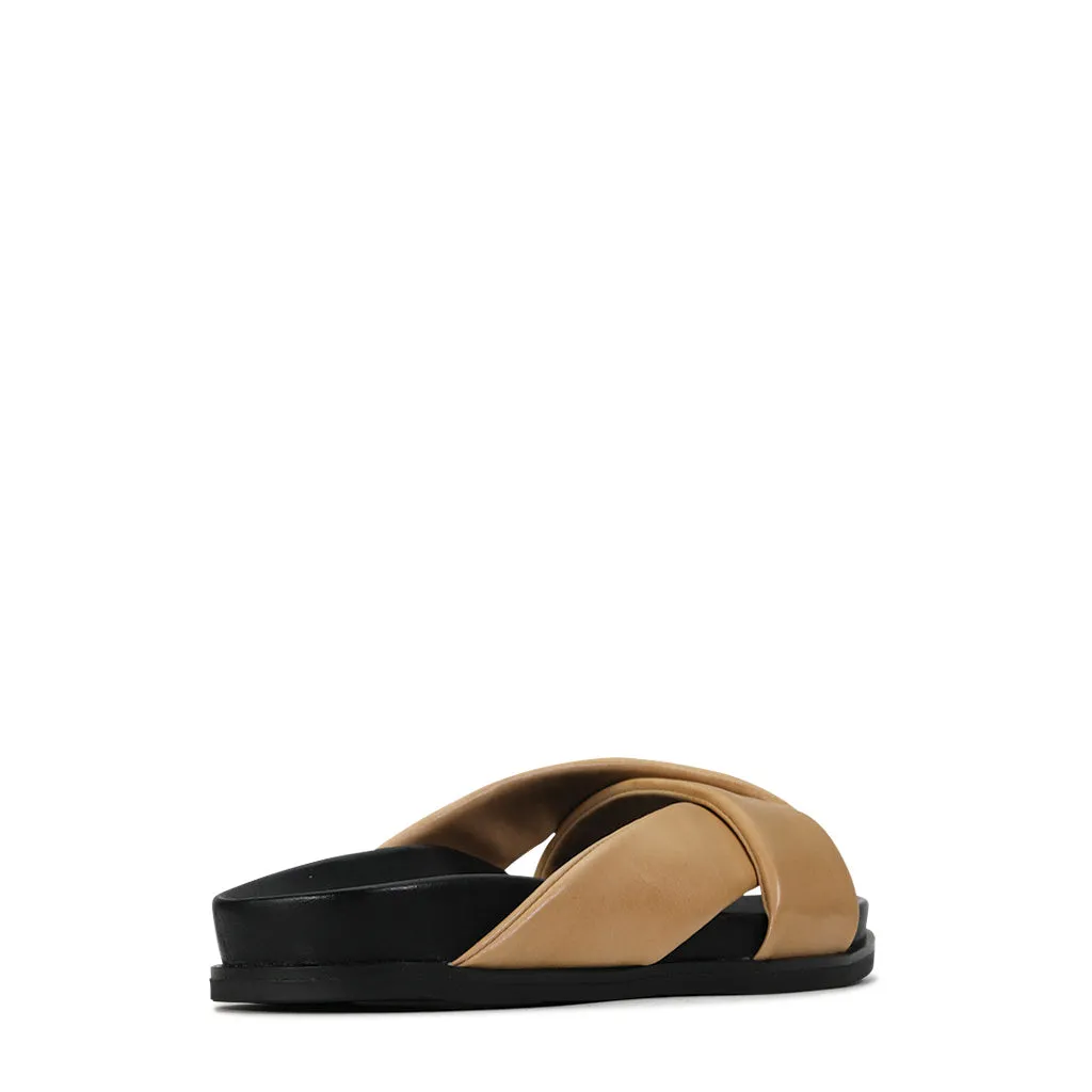 CROSS LEDER SLIDES SANDALEN
