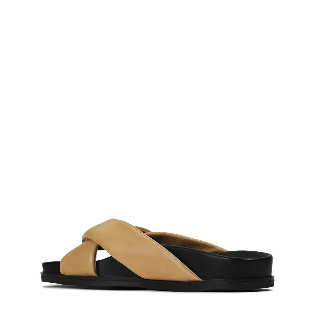 CROSS LEDER SLIDES SANDALEN