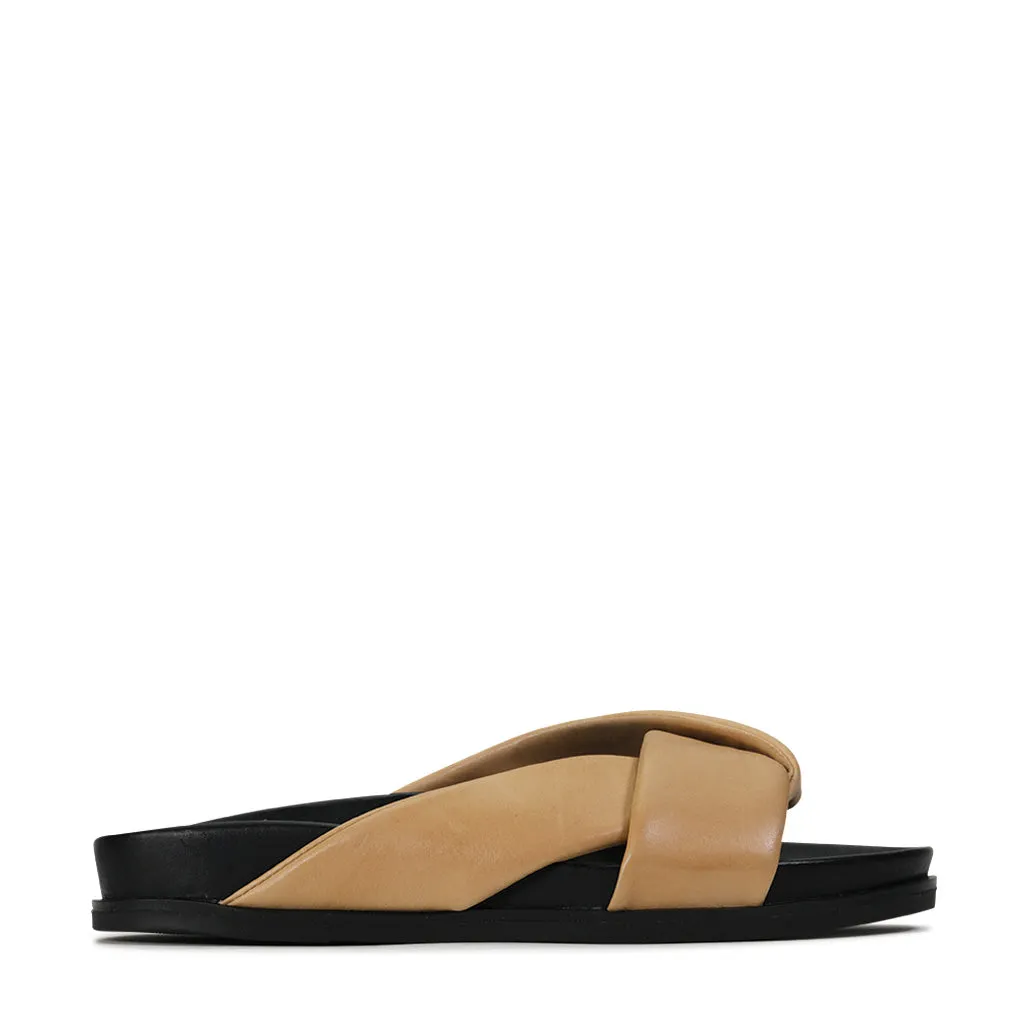 CROSS LEDER SLIDES SANDALEN