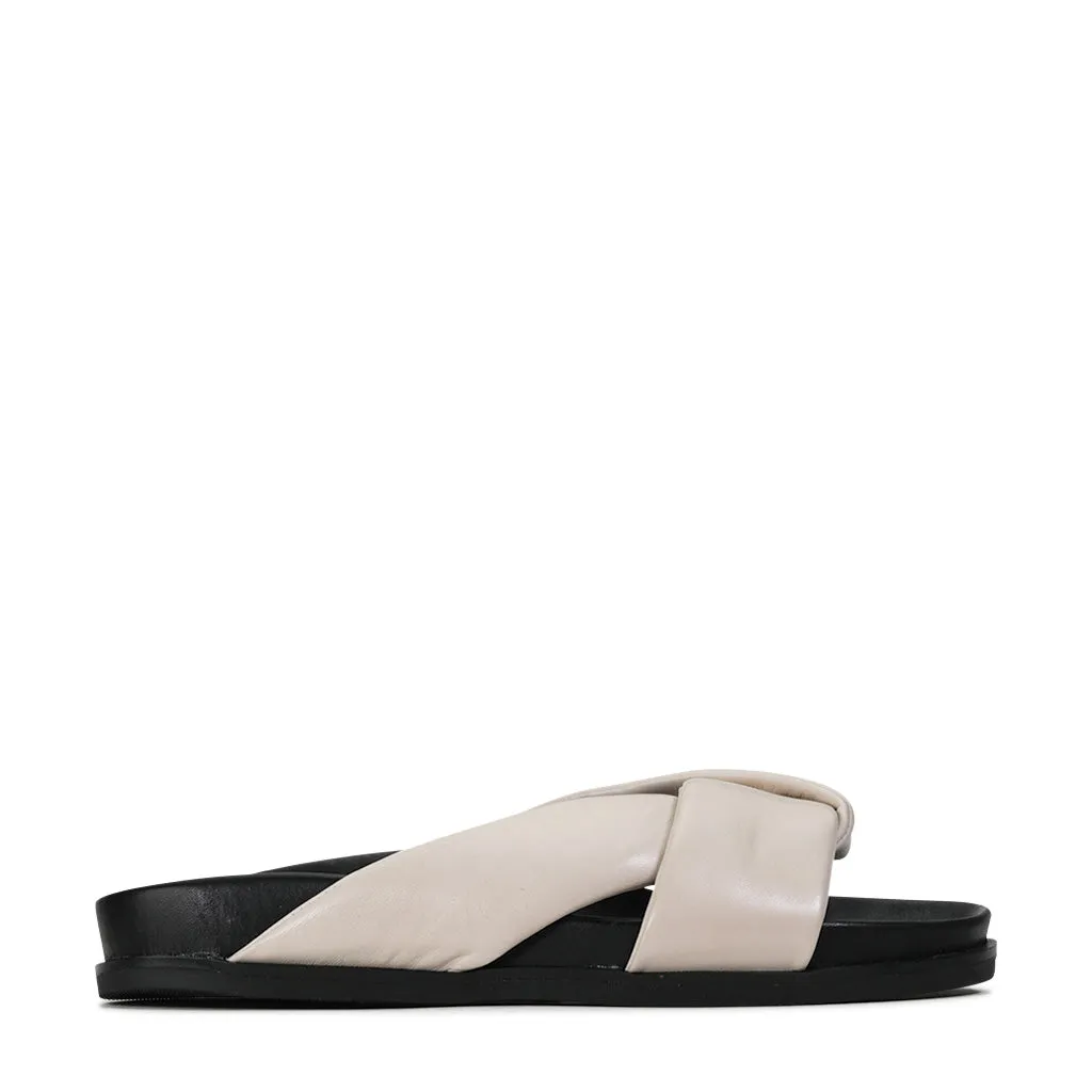 CROSS LEDER SLIDES SANDALEN