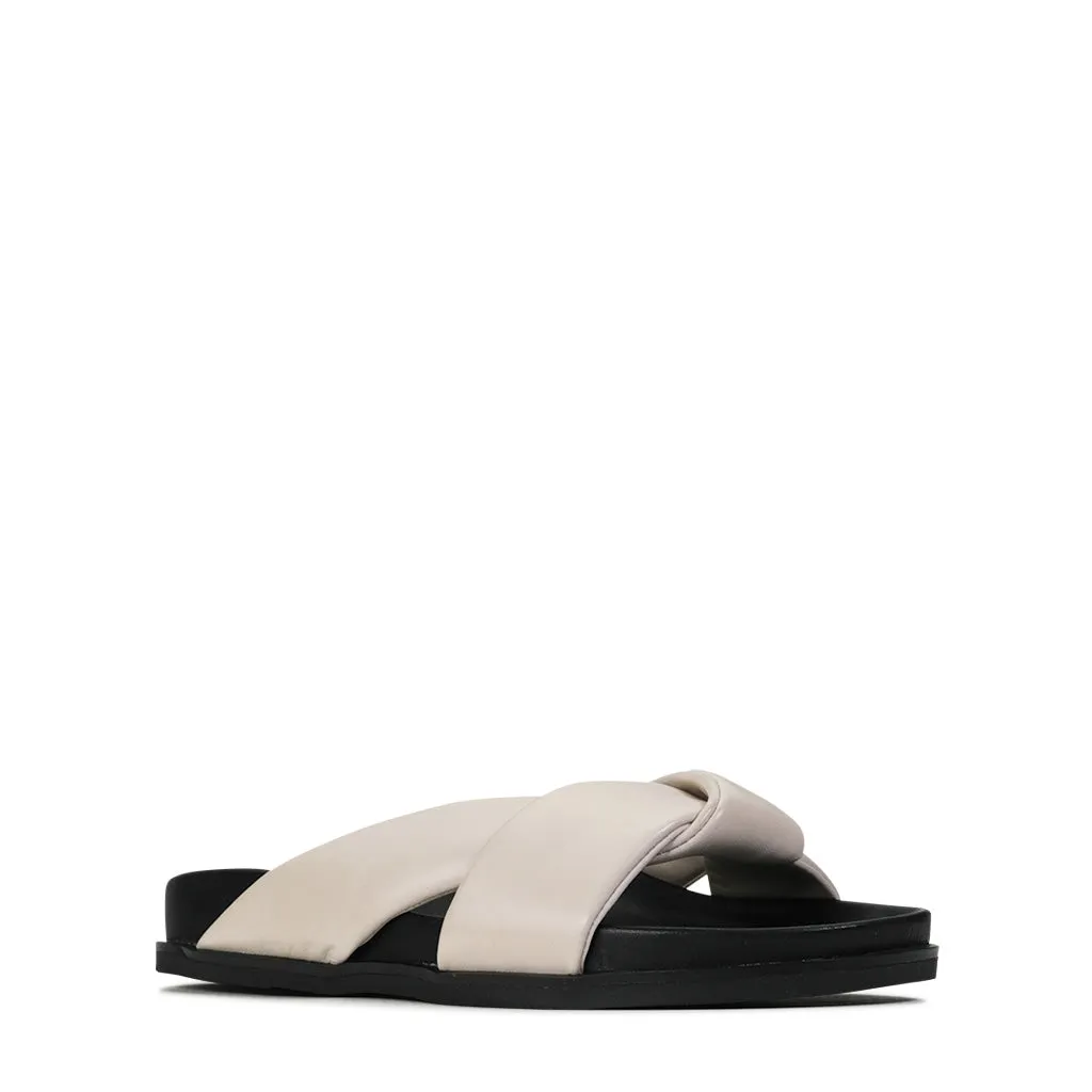CROSS LEDER SLIDES SANDALEN