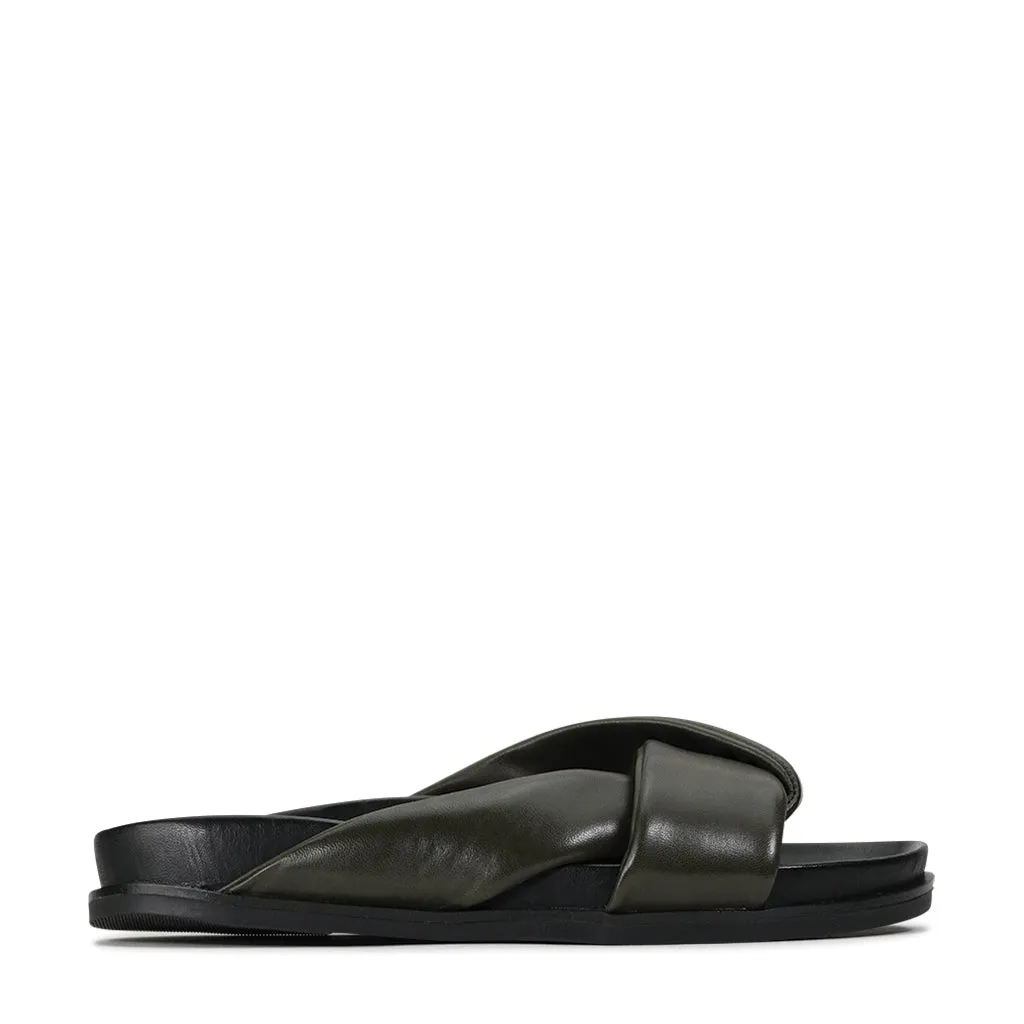 CROSS LEDER SLIDES SANDALEN