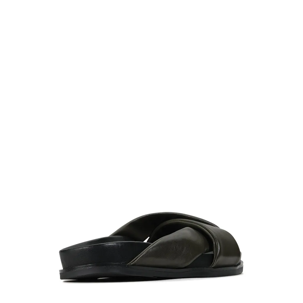 CROSS LEDER SLIDES SANDALEN