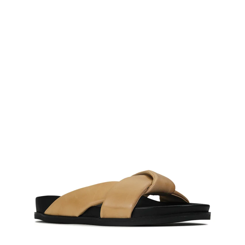 CROSS LEDER SLIDES SANDALEN