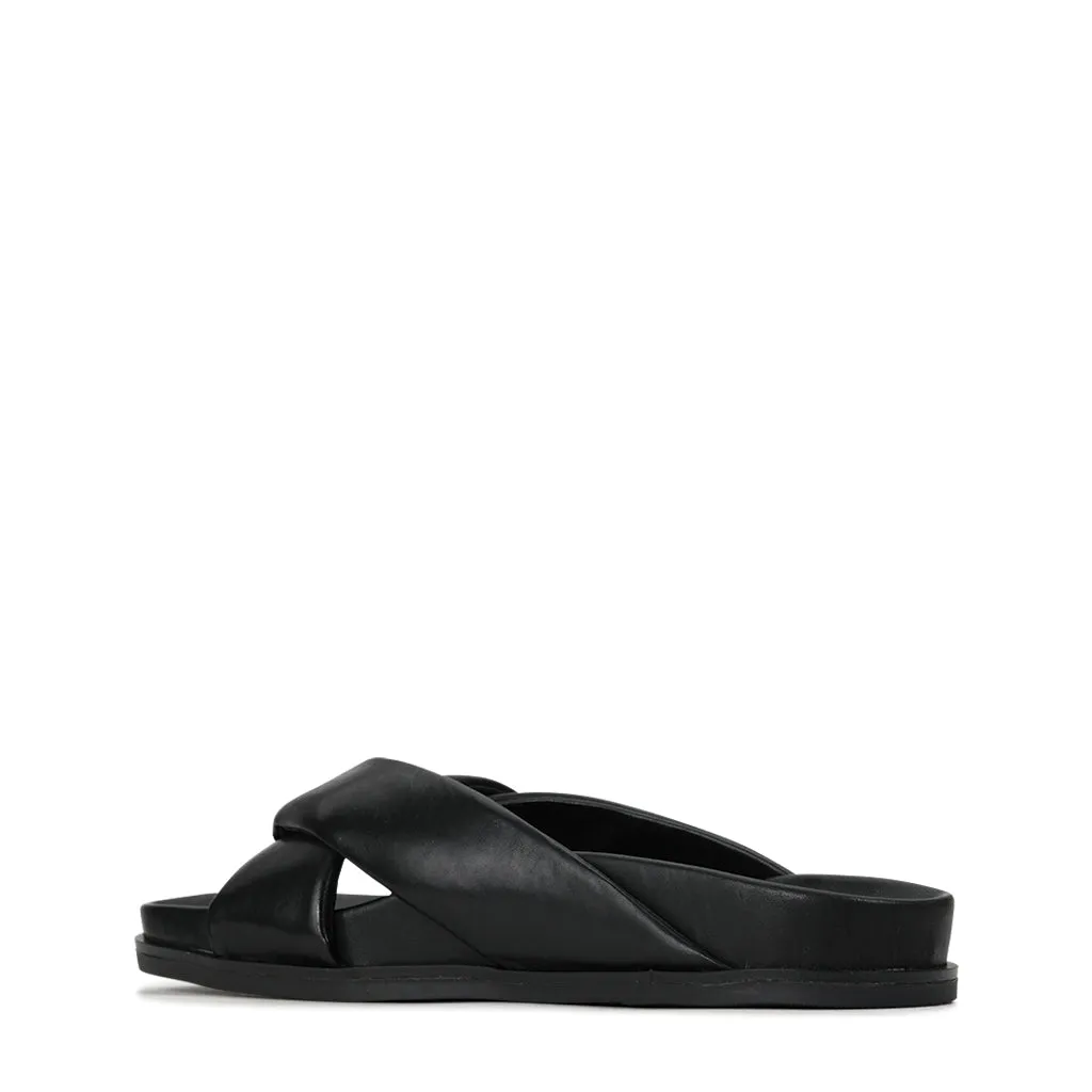 CROSS LEDER SLIDES SANDALEN