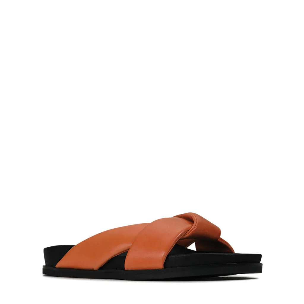 CROSS LEDER SLIDES SANDALEN