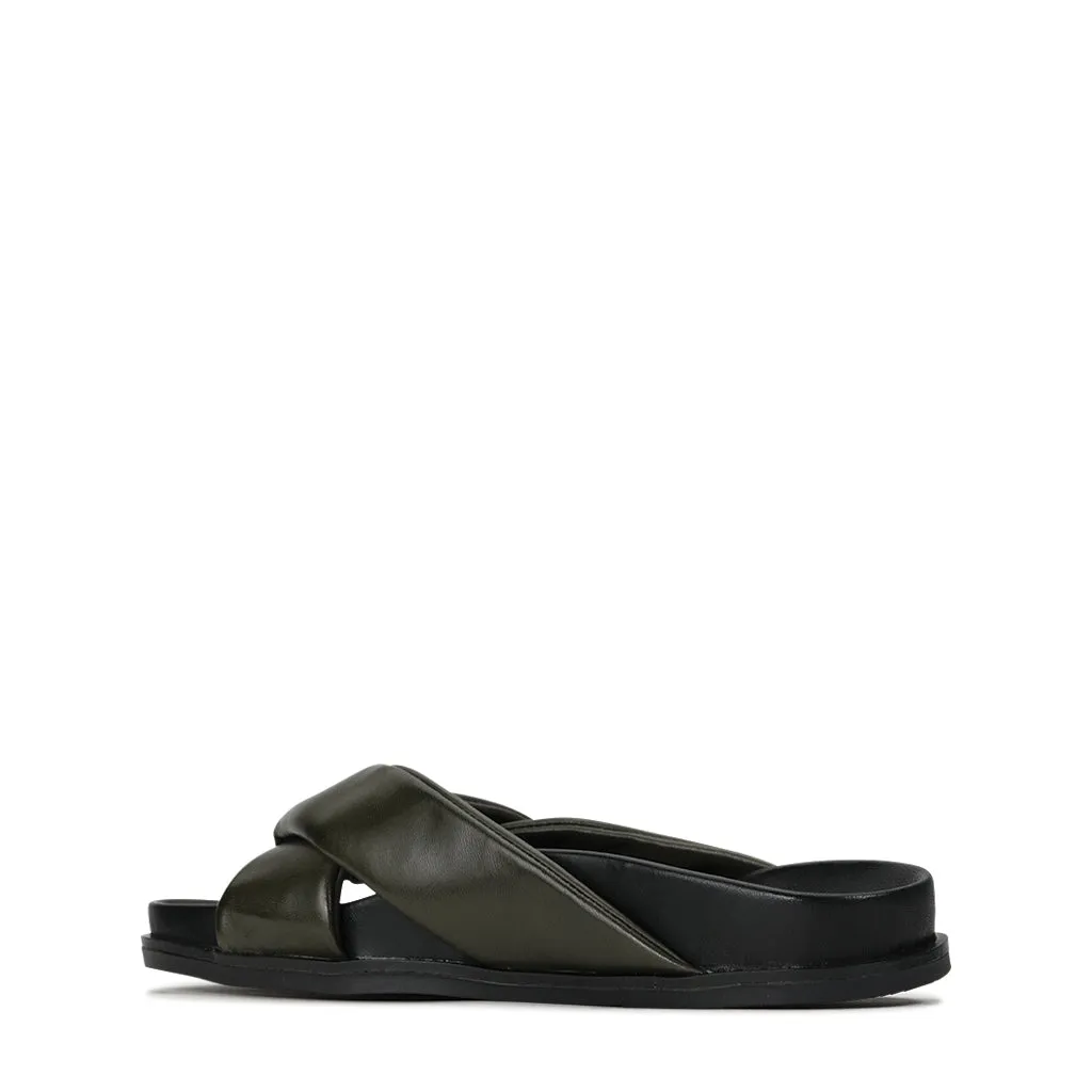 CROSS LEDER SLIDES SANDALEN