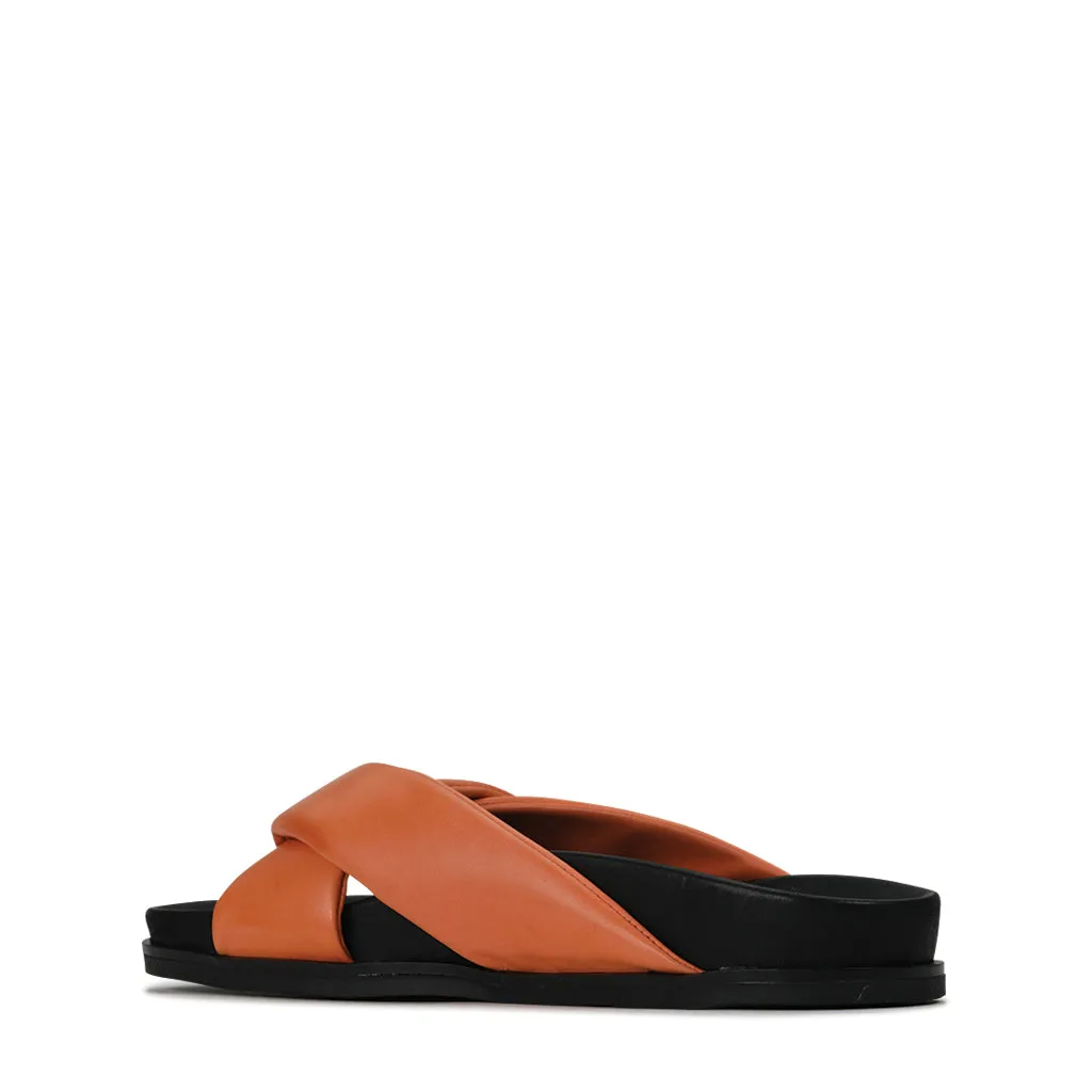 CROSS LEDER SLIDES SANDALEN