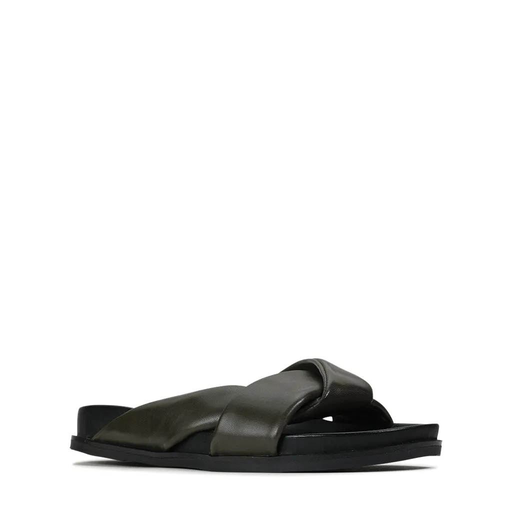 CROSS LEDER SLIDES SANDALEN