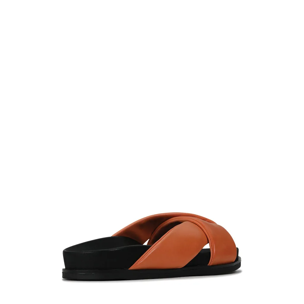 CROSS LEDER SLIDES SANDALEN