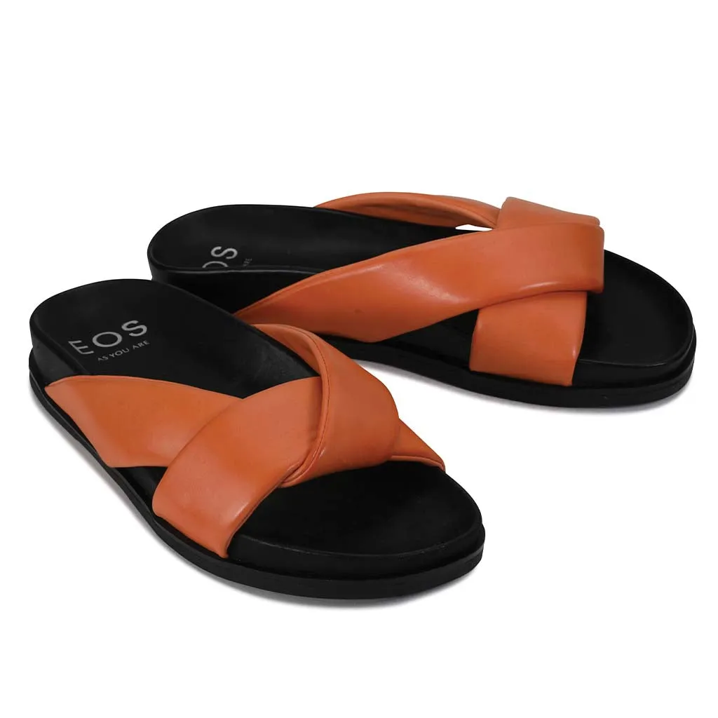CROSS LEDER SLIDES SANDALEN