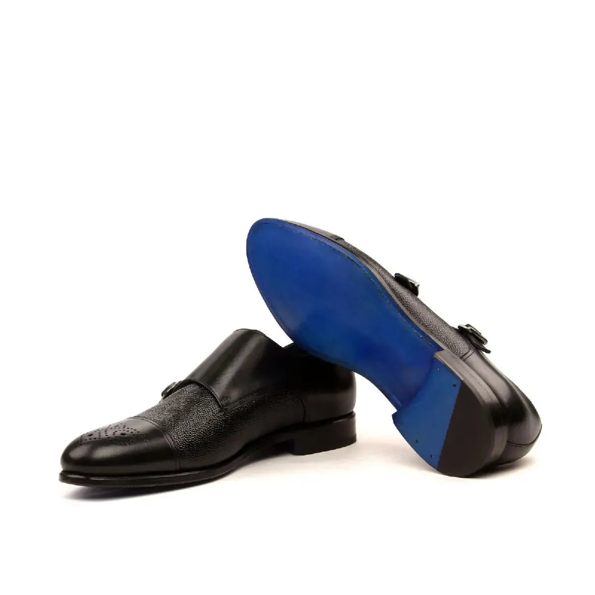 Dapperfam Schuhe DapperFam Monaco in Schwarz Herren Italienisches Leder & Italienisches Wildleder Doppelmonk