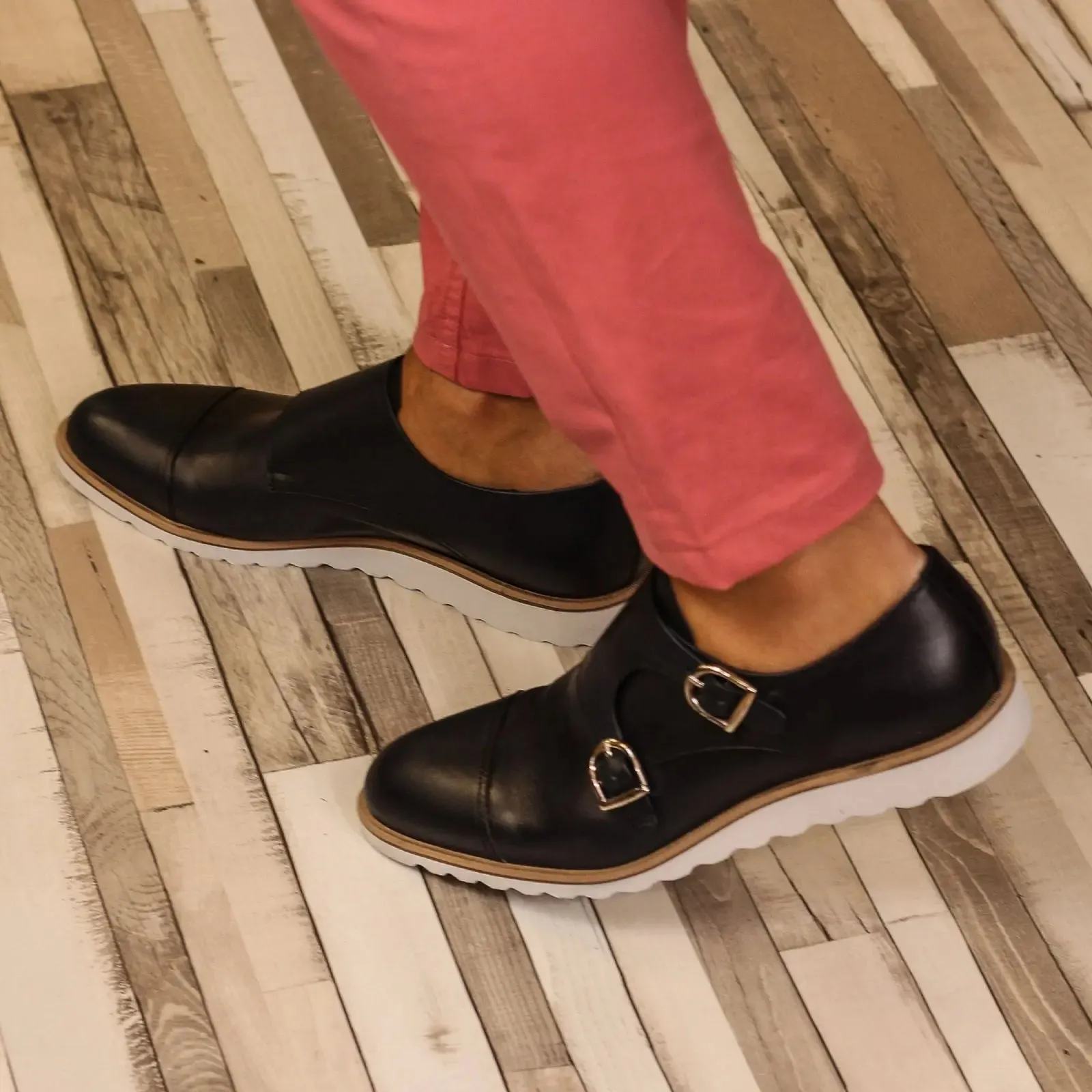 Dapperfam Schuhe DapperFam Monaco in Schwarz Herren Italienisches Leder Doppelmonk