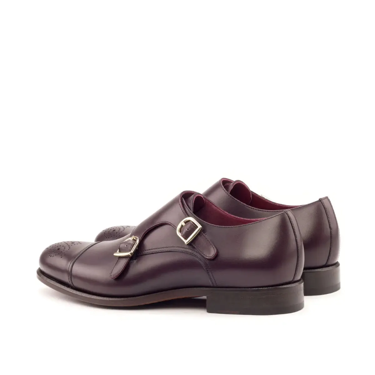 Dapperfam Schuhe DapperFam Monaco in Burgunderrot Herren Italienisches Leder Doppelmonk