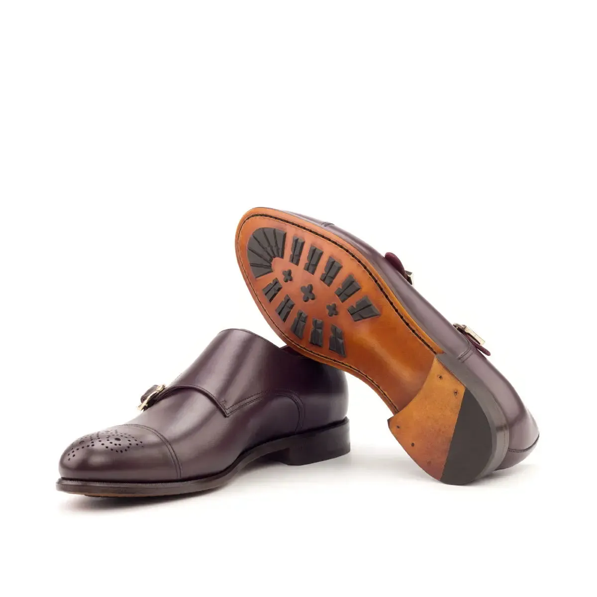 Dapperfam Schuhe DapperFam Monaco in Burgunderrot Herren Italienisches Leder Doppelmonk
