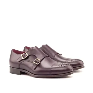 Dapperfam Schuhe DapperFam Monaco in Burgunderrot Herren Italienisches Leder Doppelmonk