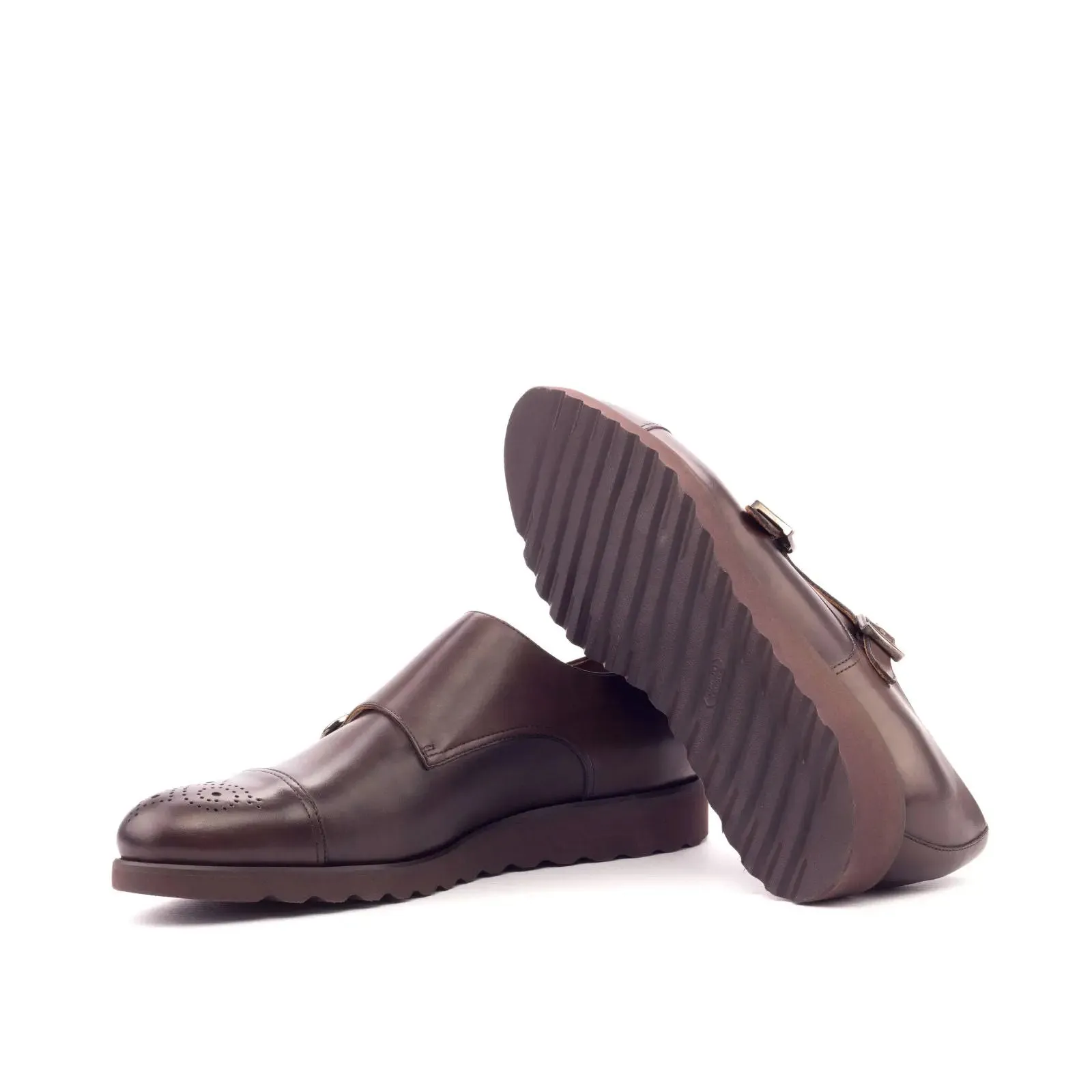 Dapperfam Schuhe DapperFam Monaco in Dunkelbraun Herren Italienisches Leder Doppelmonk