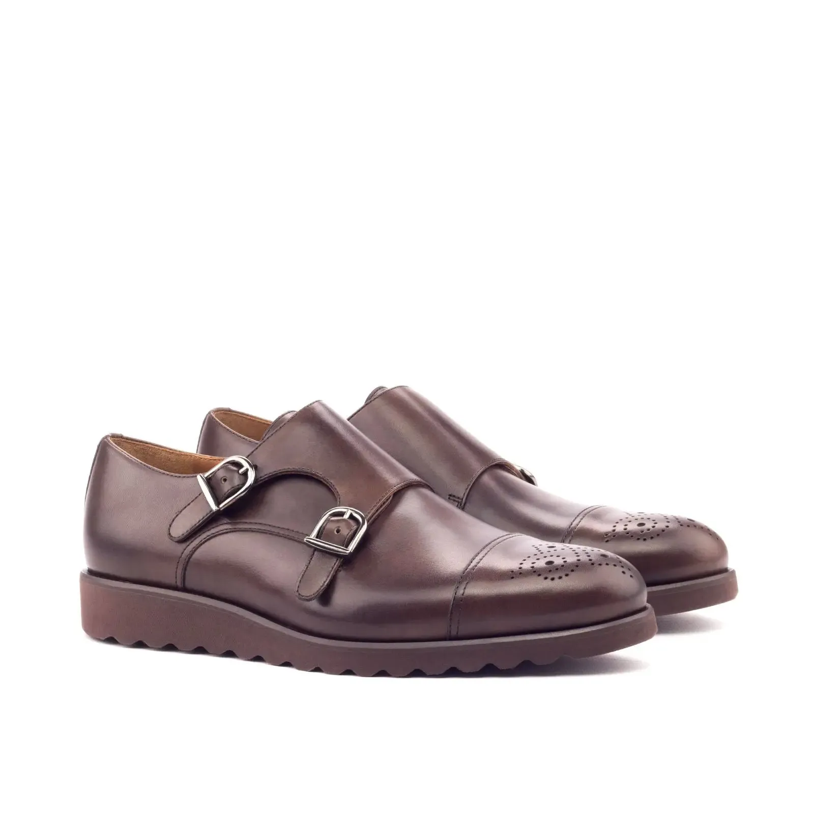 Dapperfam Schuhe DapperFam Monaco in Dunkelbraun Herren Italienisches Leder Doppelmonk
