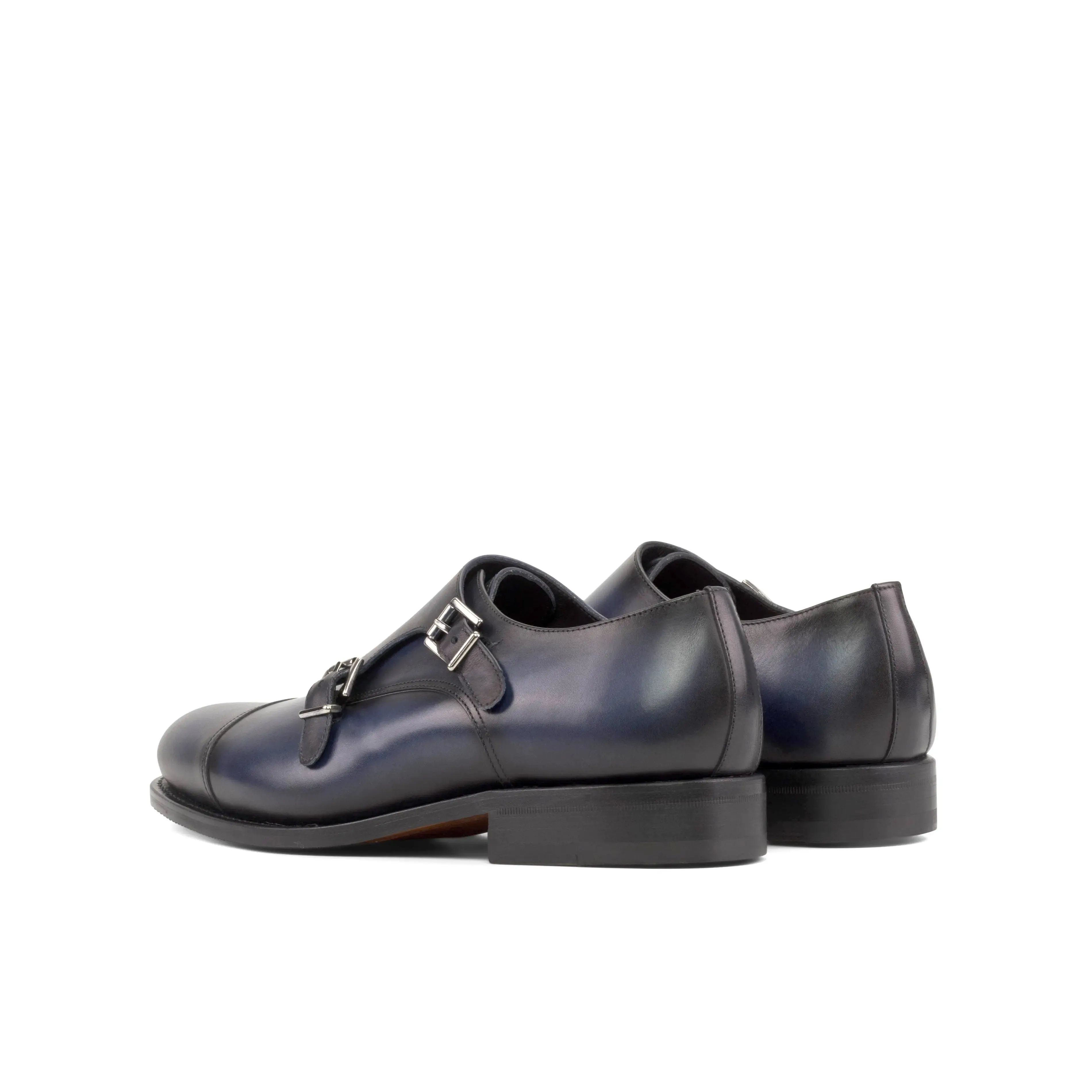 Dapperfam Schuhe DapperFam Monaco in Marineblau Herren Italienisches Leder Doppelmonk