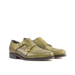 Dapperfam Schuhe DapperFam Monaco in Oliv Herren Italienisches Leder Doppelmonk